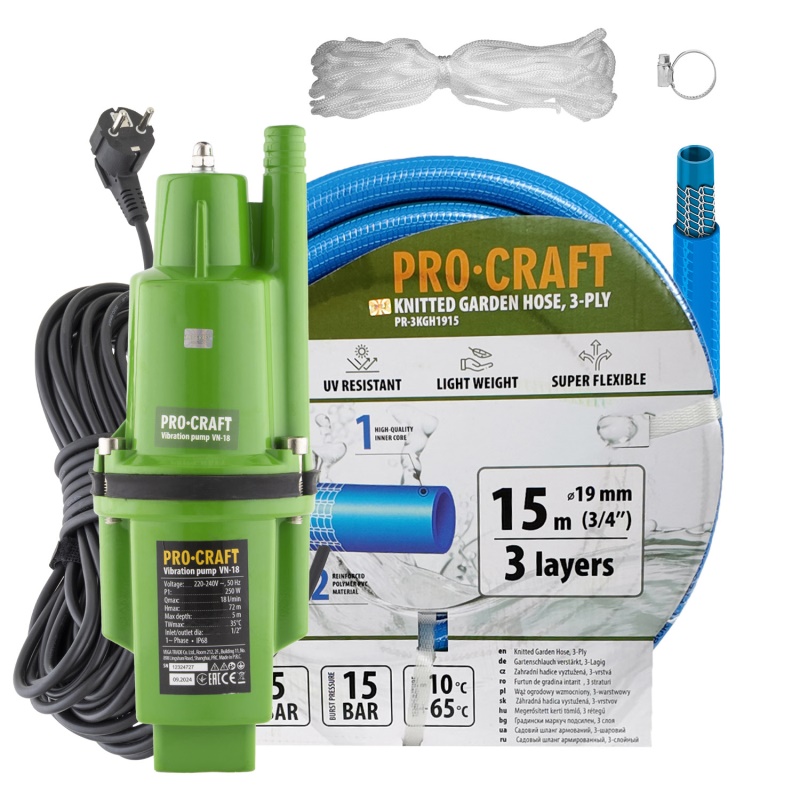 Vibrační čerpadlo Procraft VN-18 sada s hadicí 3/4"
