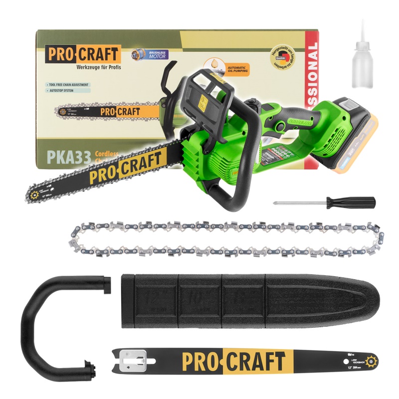Aku řetězová pila Procraft PKA33 (bez baterie a nabíječky)