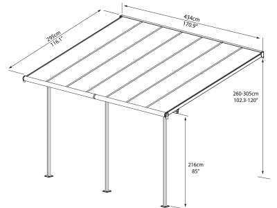 Palram - Canopia Sierra 4200 antracit 3 x 4,25 - Hliníková (montovaná) pergola