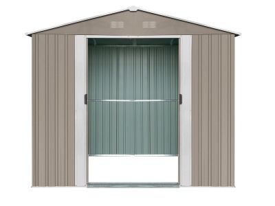 Riwall PRO RMSA 6x8 Brown - Zahradní domek kovový 2,4 x 1,7 m se sedlovou střechou hnědý