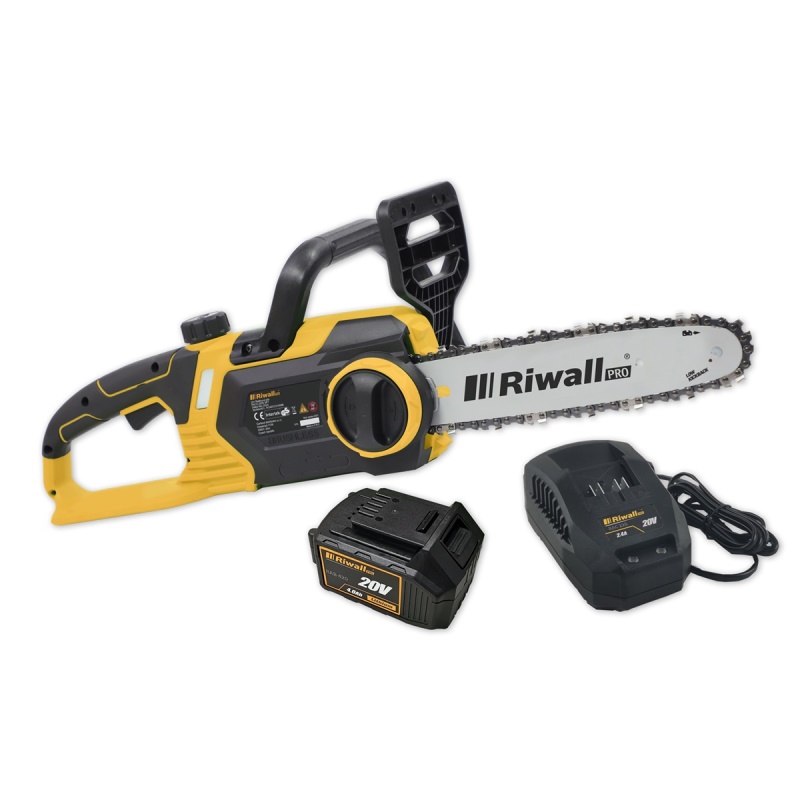 Riwall PRO RACS 2520i SET - aku řetězová pila 20 V s bezuhlíkovým motorem + 4Ah baterie + nabíječka