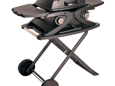 Riwall PRO RGG 20 Compact SET - přenosný plynový gril 4,2 kW se dvěma hořáky a pojízdným skládacím stolkem