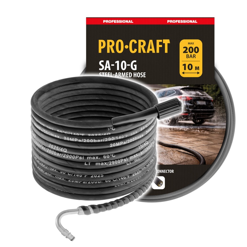 Armovaná hadice (úhlová koncovka + závit) Procraft SA-10-G, 10m