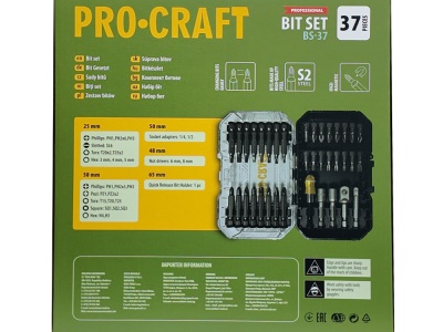 Sada aku šroubovák Procraft PA18ProBL s 2x baterie 20V 4Ah a nabíječkou 20/1 + sada bitů BS-37