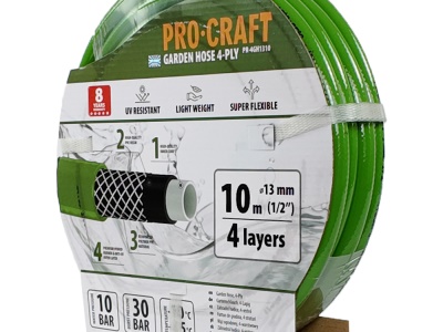 Zelená zahradní hadice Procraft PR-4GH1310 4 vrstvy, 1/2" 10 m