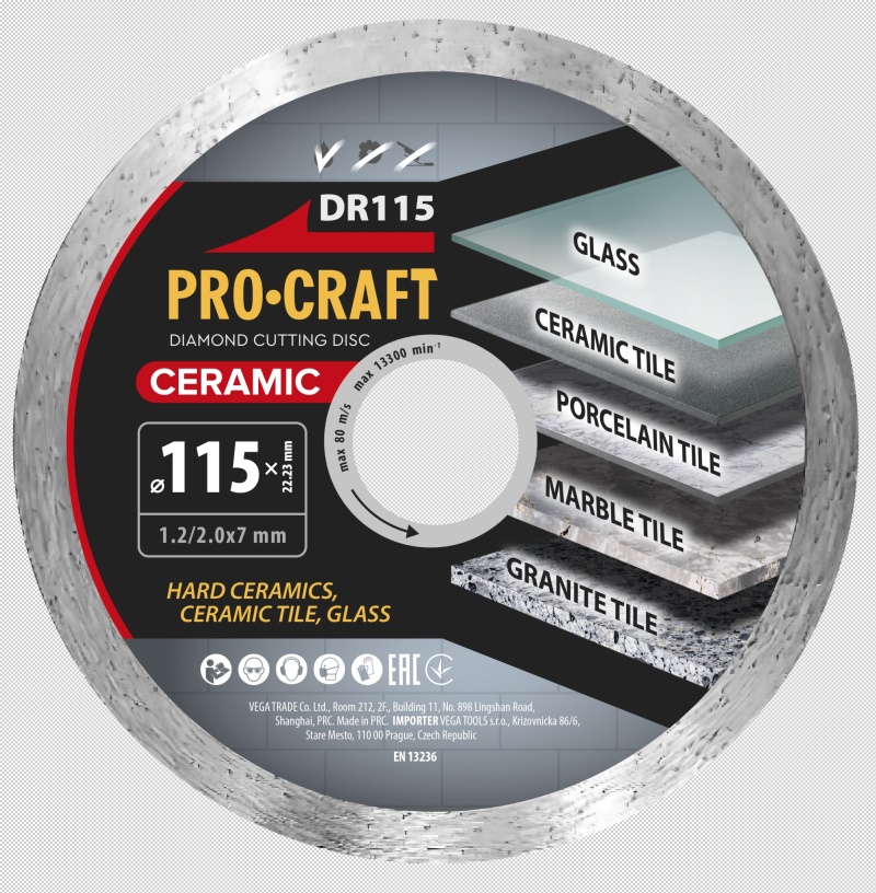 Diamantový řezný kotouč Ceramic Procraft DR115