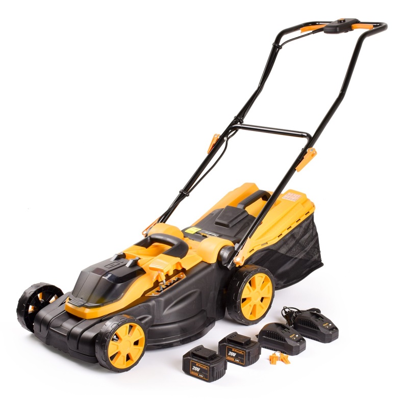 Riwall PRO RALM 3820 SET - akumulátorová sekačka 2x20 V + 2x 4 Ah baterie + 2x nabíječka 2,4 A