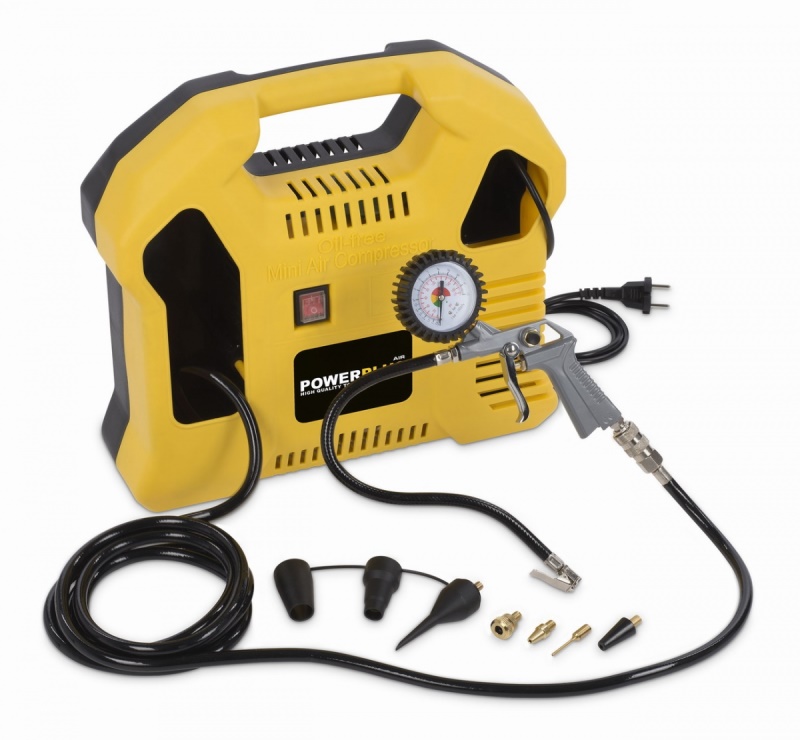 POWX1703 - Kompresor 1100W  plus  8 ks přísl. bezolejový