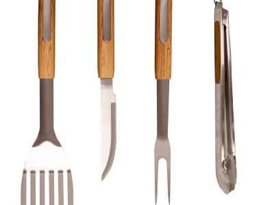 Riwall PRO RBBQ 4W SET - 4-dílná prémiová nerezová sada grilovacího nářadí