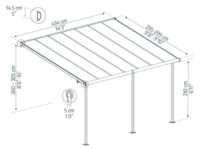 Palram - Canopia Capri 4200 antracit 3 x 4,25 - hliníková (montovaná) pergola