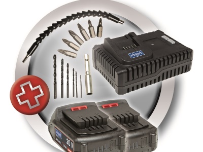 Scheppach CID40-20Li - aku 20V dvourychlostní vrtací šroubovák s příklepem + 2x baterie 2 Ah + nabíječka + kufr