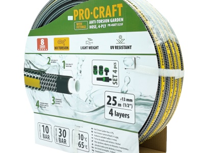 Černo-žlutá zahradní hadice Procraft PR-4KAT1325F