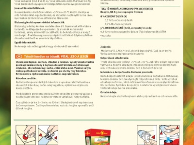 LV 300 RS TEKUTÉ HNOJIVO VITAL "LÉTO & PODZIM", NÁHRADNÍ NÁPLŇ 3 L