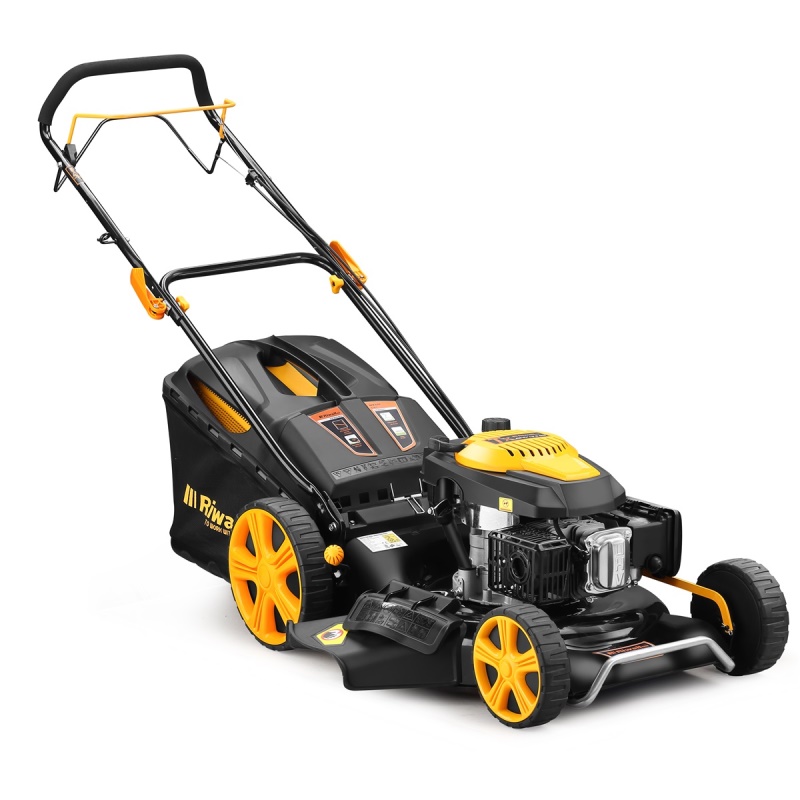 Riwall PRO RPM 5355 - Multifunkční travní sekačka 4 v 1 s benzinovým motorem a pojezdem