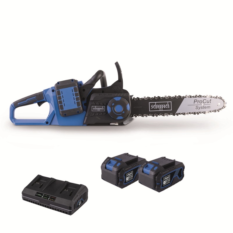 Scheppach BC-CS355DUO-X-SET XL2 - 2x20 V IXES aku řetězová pila + 2x 4Ah baterie + duální nabíječka 4,5 A