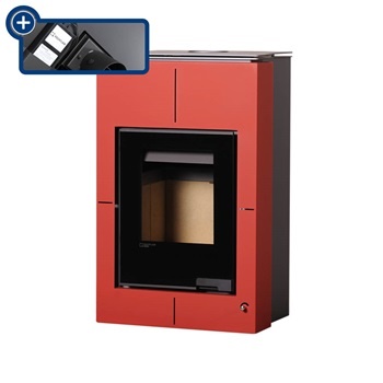 HS Flamingo SAPORO 11/7 červená ER - teplovodní krbová kamna s 7 kW výměníkem a el. regulací