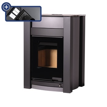 HS Flamingo KALMAR 11/5 šedá ER - teplovodní krbová kamna s 5 kW výměníkem a el. regulací