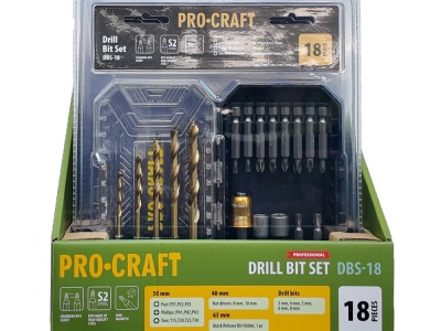 Sada vrtáků a bitů Procraft DBS-18, S2
