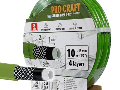 Zelená zahradní hadice Procraft PR-4GH1310 4 vrstvy, 1/2" 10 m