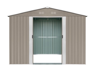 Riwall PRO RMSA 12x10 Brown - zahradní domek kovový 3 x 3,7 m se sedlovou střechou hnědý