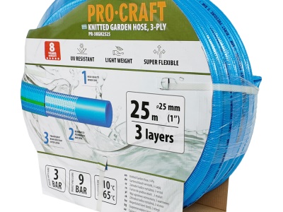 Modrá zahradní hadice Procraft PR-3KGH2525 3 vrstvy, 1" 25 m