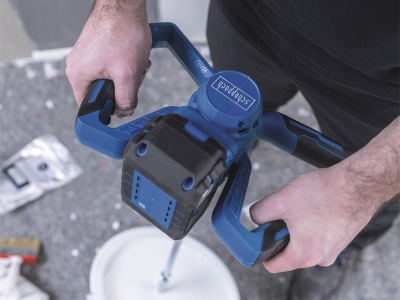 Scheppach BC-PMX100-X-SET L - 20 V IXES aku míchadlo stavebních materiálů + 4Ah baterie + nabíječka 2,4 A