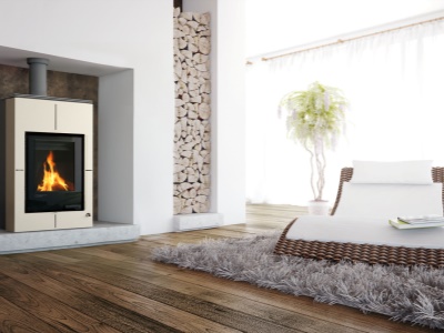 HS Flamingo SAPORO 11/7 krém ER - teplovodní krbová kamna s 7 kW výměníkem a el. regulací