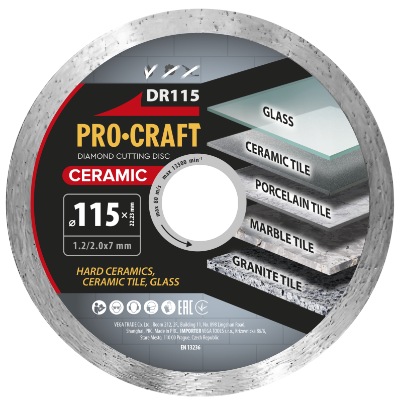 Diamantový řezný kotouč Ceramic Procraft DR115