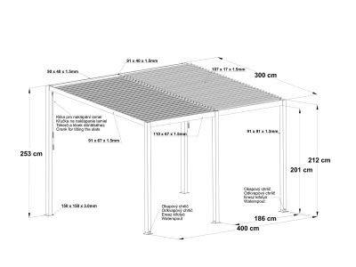 Riwall PRO RMBP 13 x 10 Anthracite - bioklimatická pergola ( 4 x 3 m )