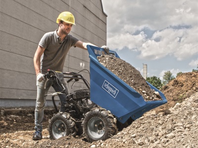 Scheppach DP 3000 - kolový přepravník 4x4 s nosností 300 kg a mechanickým sklápěním korby