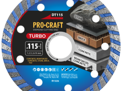 Diamantový řezný kotouč Turbo Procraft DT115