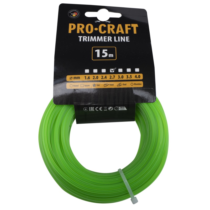 Struna žací (2.7mm) (15м) hvězda PROCRAFT