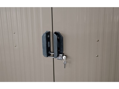 Riwall PRO RMSA 8x10 Brown - zahradní domek kovový 3 x 2,4 m se sedlovou střechou hnědý