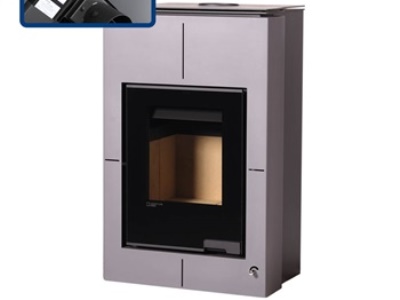 HS Flamingo SAPORO 11/7 šedá ER - teplovodní krbová kamna s 7 kW výměníkem a el. regulací
