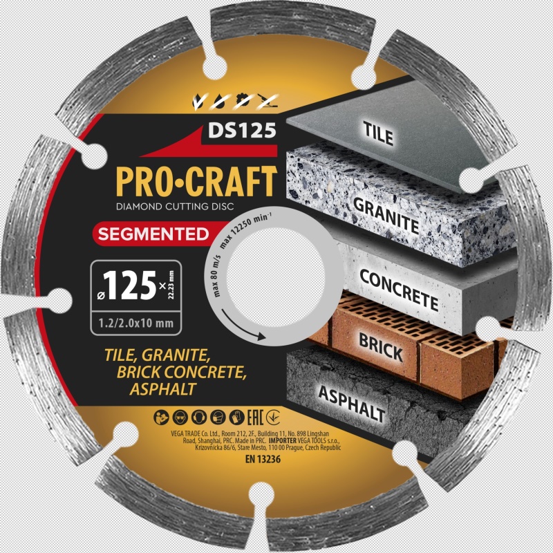 Diamantový řezný kotouč Segmented Procraft DS125