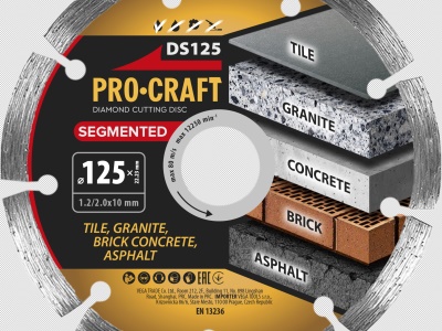Diamantový řezný kotouč Segmented Procraft DS125