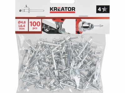 KRTH62704 - Trhací nýty 4,8x6,4mm 100ks