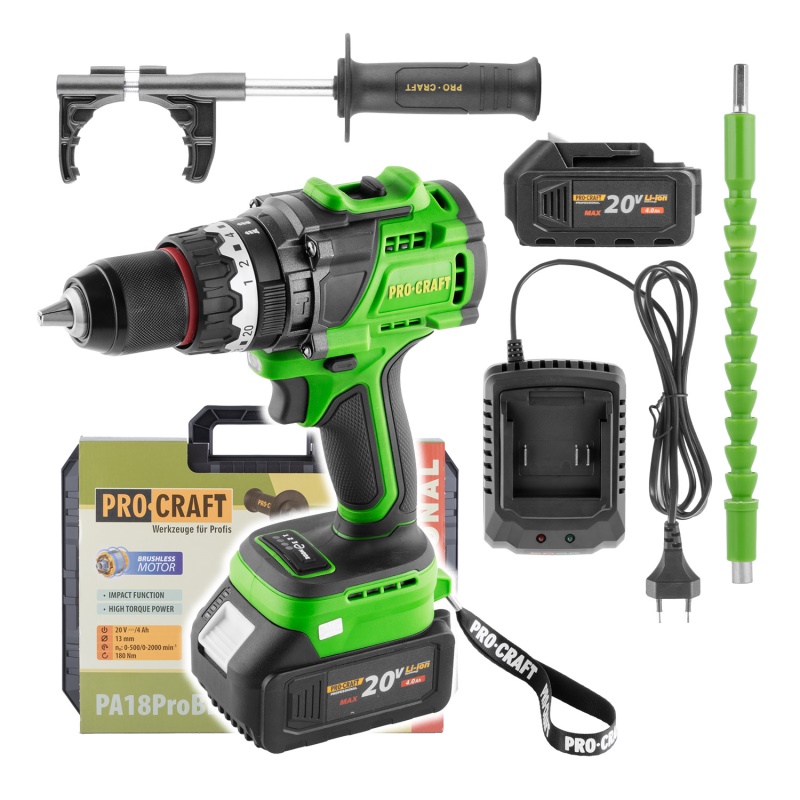 Aku vrtací šroubovák Procraft PA18ProBL-1B-C