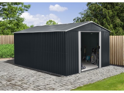 Riwall PRO RMSA 12x10 Anthracite - zahradní domek kovový 3 x 3,7 m se sedlovou střechou antracit