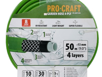 Zelená zahradní hadice Procraft PR-4GH1350 4 vrstvy, 1/2" 50 m