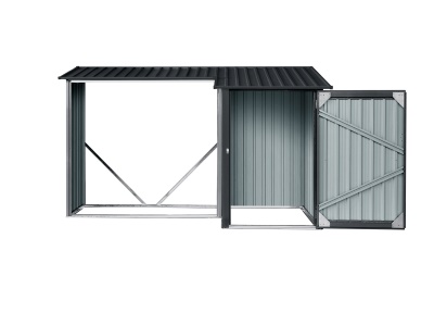 Riwall PRO RMWS 3x9 Anthracite - přístřešek na dřevo s kůlnou 2,7 x 1,6 m s pultovou střechou antracit