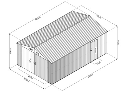 Riwall PRO RMCG 20x13 Anthracite - kovová garáž 3,8 x 6 m se sedlovou střechou Antracit