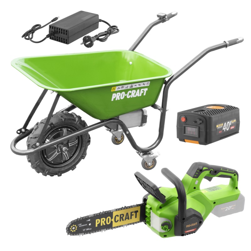 Aku kolečko Procraft PWB150 + aku ruční pilka PKA38 (bez baterie a nabíječky)