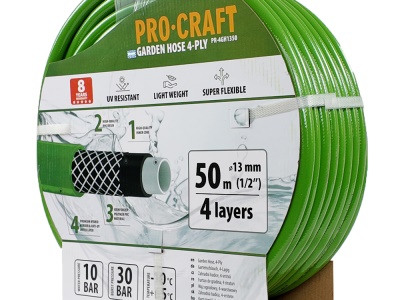 Zelená zahradní hadice Procraft PR-4GH1350 4 vrstvy, 1/2" 50 m