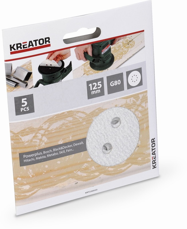 KRT230555 - 5x Brusný papír 125 mm na barvu G80