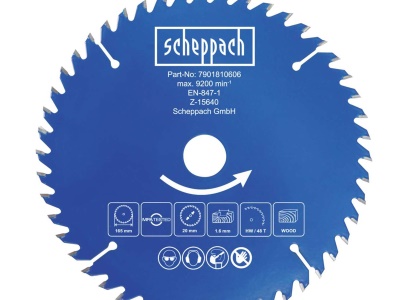 Scheppach Pilový kotouč TCT ( 165 x 20 x 1,6 mm, 48 Z ) - pro BC-HCS165-X / C-HCS165-X