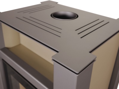 HS Flamingo LEND 11/5 olivová ER - teplovodní krbová kamna s 5 kW výměníkem a el. regulací