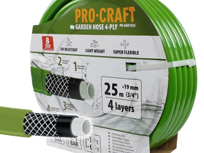 Zelená zahradní hadice Procraft PR-4GH1925 4 vrstvy, 3/4" 25 m