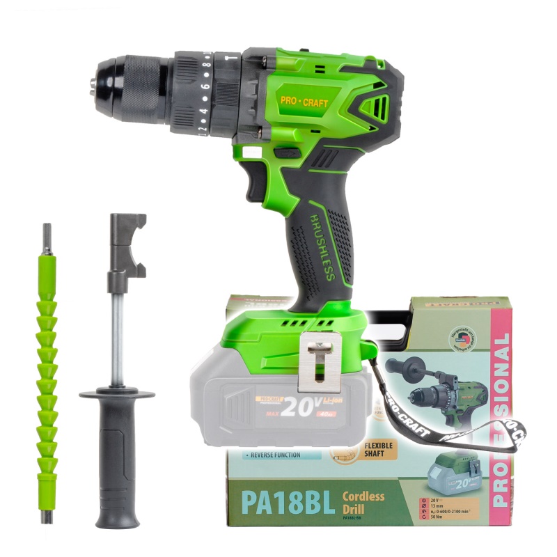 Aku vrtací šroubovák s příklepem Procraft PA18BLbb