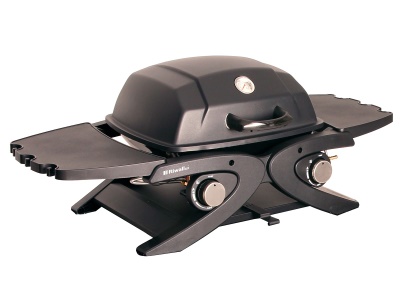 Riwall PRO RGG 20 Compact SET - přenosný plynový gril 4,2 kW se dvěma hořáky a pojízdným skládacím stolkem